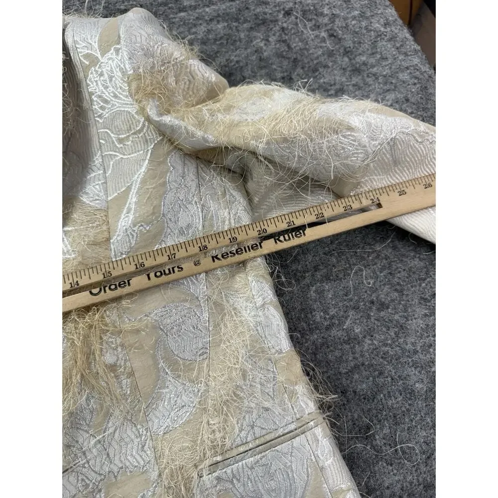 Torres Mens Tuxedo Suit 40 US 50 EU Beige Floral Borcade Tasseled 3pcs Set t12
